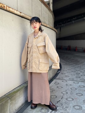 「秋先取りコーデ」｜「アイテム（ミリタリージャケット）」を使った、aoiさん（レディース・149cm）の秋コーディネート