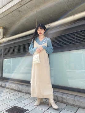 「Kastane（カスタネ）の【SETアイテム】クロップドカーディガン×ワンピースSET（ワンピース）」を使った、aoiさん（レディース・149cm）の冬コーディネート