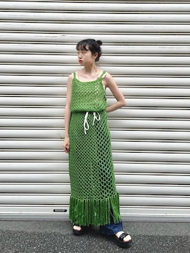 「グリーンワンピース」｜aoiさん（レディース・149cm）の夏コーディネート