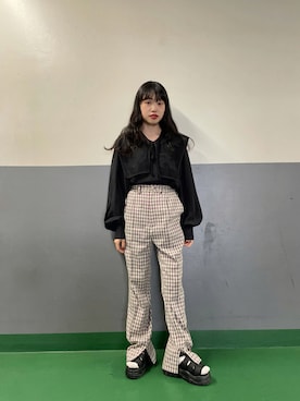 「襟付きトップス」｜「アイテム（スラックス）」を使った、aoiさん（レディース・149cm）の夏コーディネート