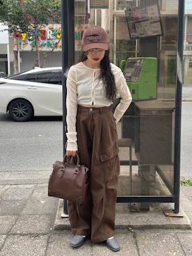 「アイテム（カーゴパンツ）」を使った、aoiさん（レディース・149cm）の秋コーディネート