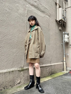 「秋」｜「アイテム（ノーカラーコート）」を使った、aoiさん（レディース・149cm）の秋コーディネート