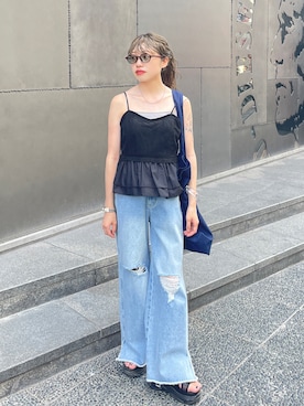 「アイテム（デニムパンツ）」を使った、aoiさん（レディース・149cm・20代）の夏コーディネート