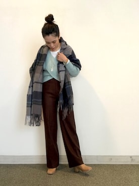 「ブラウン×ブルー」｜ℍ  𝔸  𝕄  𝔸さん（レディース・161cm）の冬コーディネート