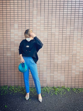 「Ameri（アメリ）のアイテム（スラックス）」を使った、y424kさん（レディース・155cm）の秋コーディネート