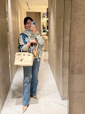 「アイテム（ストール/ショール）」を使った、y424kさん（レディース・155cm）の秋コーディネート