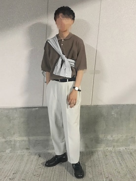 「GU（ジーユー）のアイテム（チノパンツ、ホワイト系）」を使った、TAKIさん（メンズ・169cm）の夏コーディネート