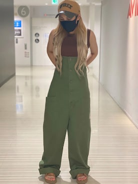 「AVIREX（アヴィレックス）のアイテム（サロペット/オーバーオール）」を使った、Haruさん（レディース・154cm）の夏コーディネート