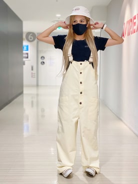 「AVIREX（アヴィレックス）のアイテム（サロペット/オーバーオール）」を使った、Haruさん（レディース・154cm）の夏コーディネート