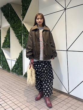 「アイテム（ブルゾン）」を使った、あみさん（レディース・165cm）の秋コーディネート