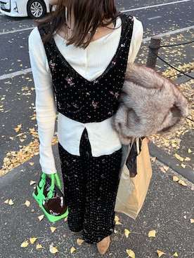 「アイテム（キャミソール）」を使った、あみさん（レディース・165cm）の冬コーディネート