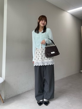 「GRAIN（グレイン）の【GRAIN/グレイン】くしゅくしゅ2WAYミニBAG（トートバッグ、ブラウン系）」を使った、あみさん（レディース・165cm）の秋コーディネート