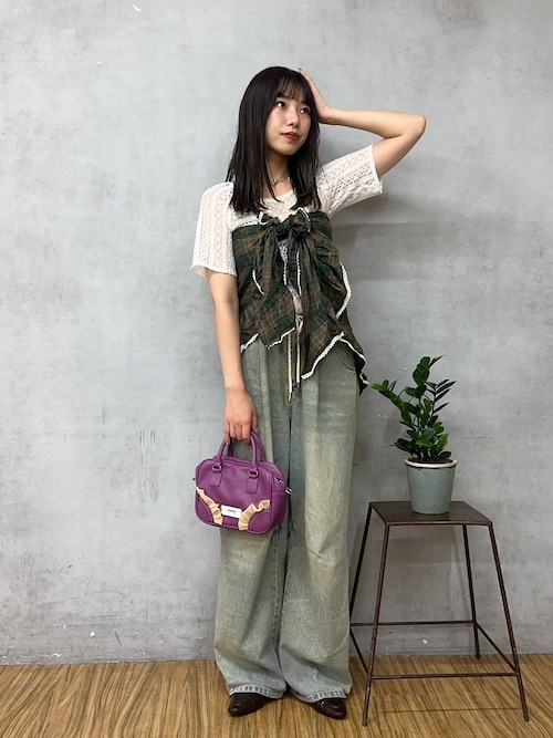2WAY】ショートスリーブレースパネルシアートップス（Tシャツ