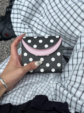 「GRAIN（グレイン）の【GRAIN/グレイン】二つ折りバイカラーウォレット（Wallet、ブラック系）」を使った、あみさん（レディース・165cm）の夏コーディネート