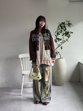 「アイテム（チュニック）」を使った、あみさん（レディース・165cm）の冬コーディネート