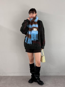 「アイテム（マフラー）」を使った、あみさん（レディース・165cm）の冬コーディネート