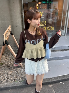 「アイテム（キャミソール）」を使った、あみさん（レディース・165cm）の秋コーディネート