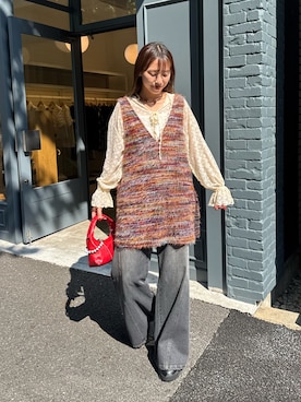 「アイテム（ベスト）」を使った、清野亜美さん（レディース・165cm）の夏コーディネート