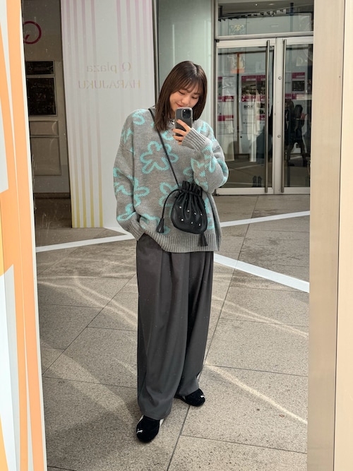 モザイク 半袖 ニット M レッドブラウン系 花柄刺繍 クルーネック ウール混 Maeve Graphic Intarsia Cardigan Sweater at MarketFair Shoppes in