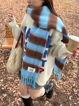 「アイテム（マフラー）」を使った、あみさん（レディース・165cm・20代）の秋コーディネート