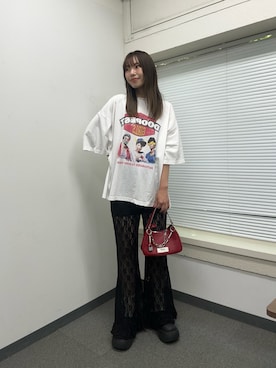 「アイテム（バッグ、レッド系）」を使った、あみさん（レディース・165cm）の夏コーディネート