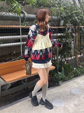 「CIAOPANIC（チャオパニック）のアイテム（カーディガン/ボレロ）」を使った、あみさん（レディース・165cm）の秋コーディネート