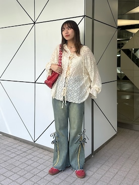 「アイテム（ボストンバッグ）」を使った、あみさん（レディース・165cm）の春コーディネート