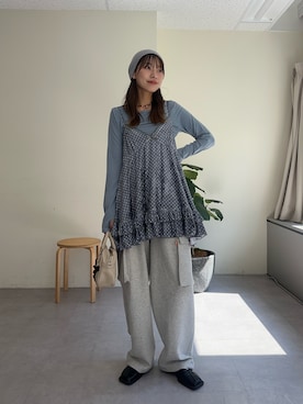 「アイテム（チュニック）」を使った、清野亜美さん（レディース・165cm・20代）の夏コーディネート