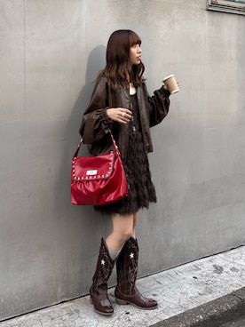 「アイテム（チュニック）」を使った、あみさん（レディース・165cm）の秋コーディネート