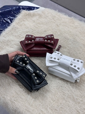 「GRAIN（グレイン）の【GRAIN/グレイン】三つ折りスタッズリボンウォレット（財布、ブラック系）」を使った、あみさん（レディース・165cm）の夏コーディネート