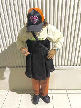 「DIESEL（ディーゼル）のアイテム（チャーム）」を使った、メロンパンさん（レディース・154cm）の秋コーディネート