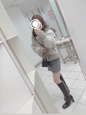 「EMODA」｜「アイテム（ムートンコート）」を使った、Senaさん（レディース・162cm）の冬コーディネート