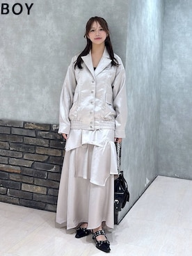 「アイテム（ブルゾン、グレー系）」を使った、Nanaさん（レディース・157cm）の秋コーディネート