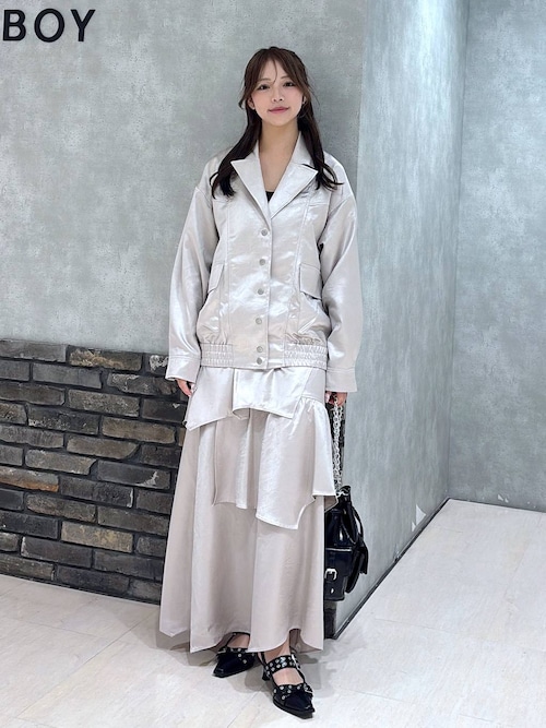 pageboy ライトフェイクレザーティアードスカート　黒　定価13,200円 セール】ライトフェイクレザーティアードスカート（スカート