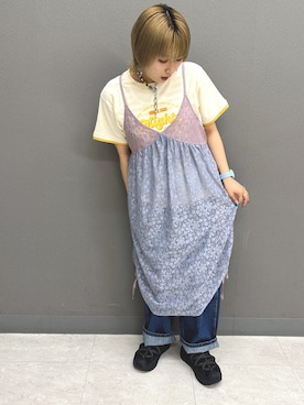 「DOUBLE NAME（ダブルネーム）のアイテム」を使った、yotsupiyoさん（レディース・153cm）の夏コーディネート