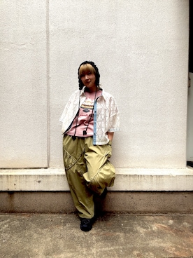 「DOUBLE NAME（ダブルネーム）のアイテム（パンツ）」を使った、yotsupiyoさん（レディース・153cm）の春コーディネート