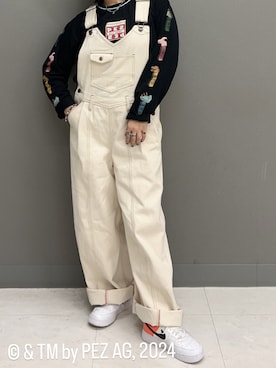 「DOUBLE NAME（ダブルネーム）のアイテム（サロペット/オーバーオール）」を使った、yotsupiyoさん（レディース・153cm）の秋コーディネート