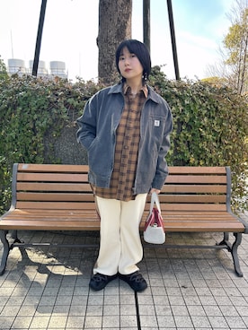 「DOUBLE NAME（ダブルネーム）のアイテム（ブルゾン）」を使った、yotsupiyoさん（レディース・153cm）の冬コーディネート