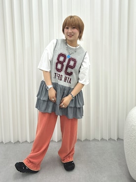 「DOUBLE NAME（ダブルネーム）のアイテム」を使った、yotsupiyoさん（レディース・153cm）の夏コーディネート