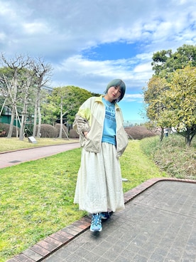 「DOUBLE NAME（ダブルネーム）のアイテム（ブルゾン）」を使った、yotsupiyoさん（レディース・153cm）の春コーディネート