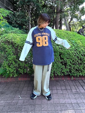 「ラグランTシャツ」｜yotsupiyoさん（レディース・153cm）の秋コーディネート