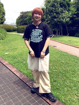 「DOUBLE NAME（ダブルネーム）のアイテム」を使った、yotsupiyoさん（レディース・153cm）の夏コーディネート