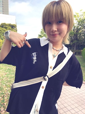 「DOUBLE NAME（ダブルネーム）のアイテム（トップス）」を使った、yotsupiyoさん（レディース・153cm）の春コーディネート