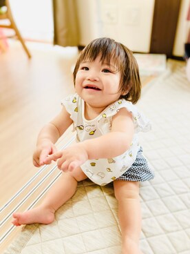 「むすめコーデ」｜「アイテム（パンツ）」を使った、さえぴよちゃんさん（キッズ・70cm）の秋コーディネート