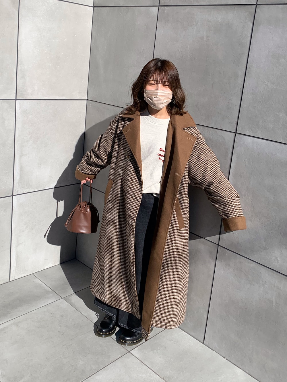 日本製SUNSEA ブラウンチェック ダブルブレストコート 日本製SUNSEA ブラウンチェック ダブルブレストコート 日本製SUNSEA