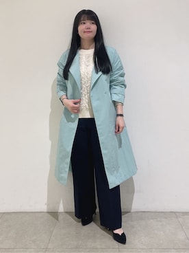 「アイテム（トレンチコート、グリーン系）」を使った、emikaさん（レディース・153cm）の冬コーディネート