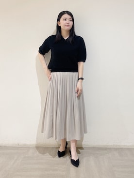 「ラメニット」｜「アイテム（その他）」を使った、emikaさん（レディース・153cm）の春コーディネート