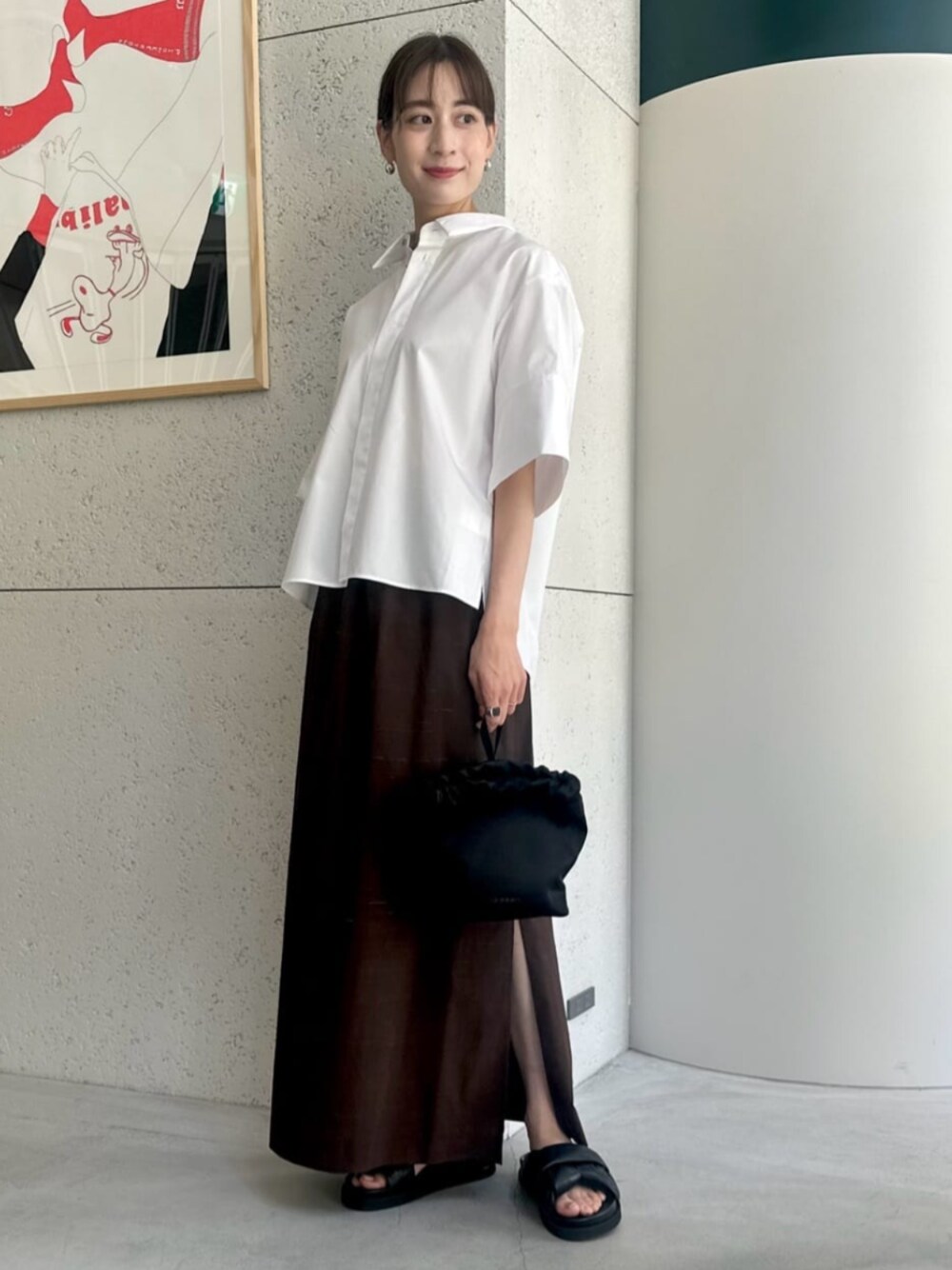 CABaN シルクネップストレッチ ロングスカートキャバン