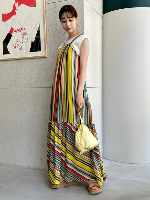 CABaN シルクマルチプリント バックオープンロングワンピース