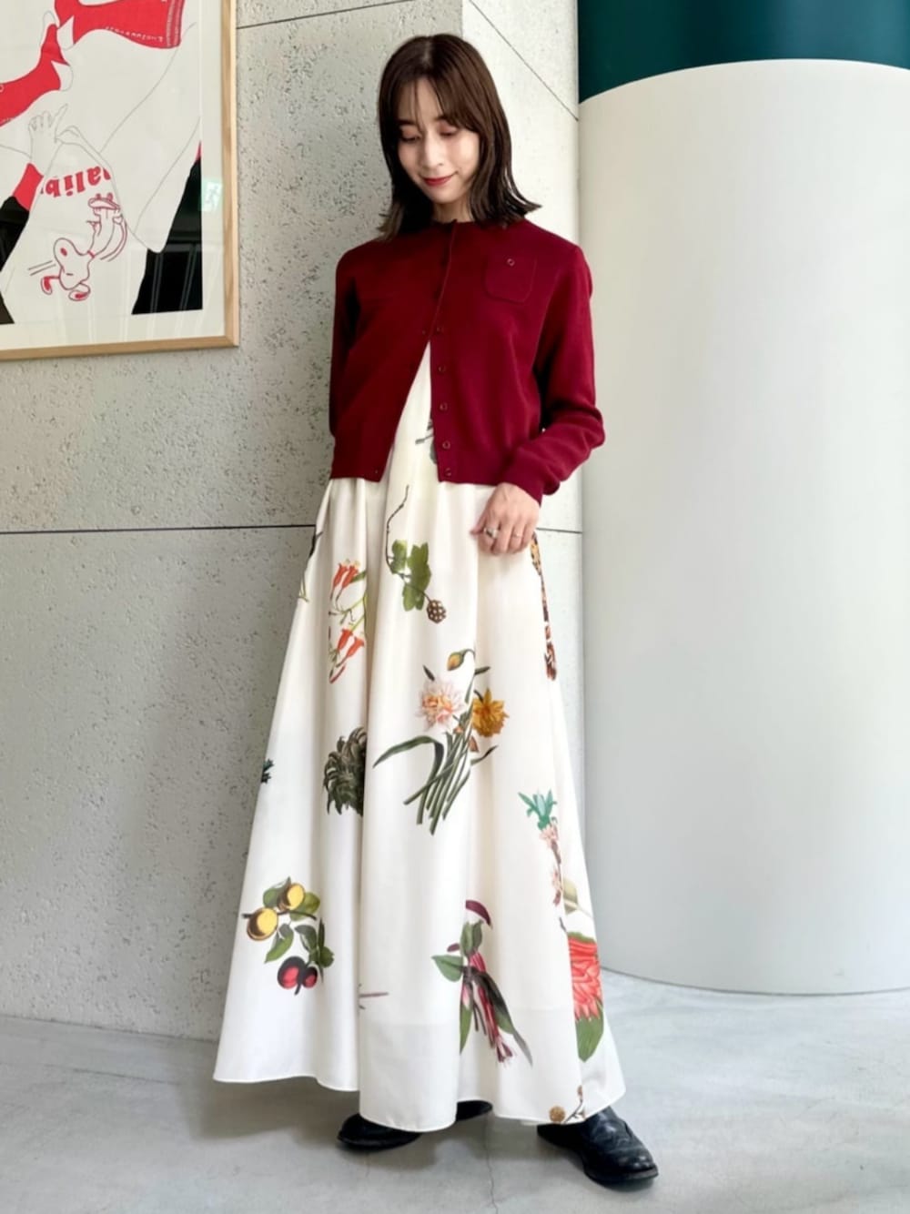 CABaN BIRD SINGING シルク フレアスカート　　ボタニカル　XS 新品未使用】CABaN BIRD SINGING シルク フレアスカート XS
